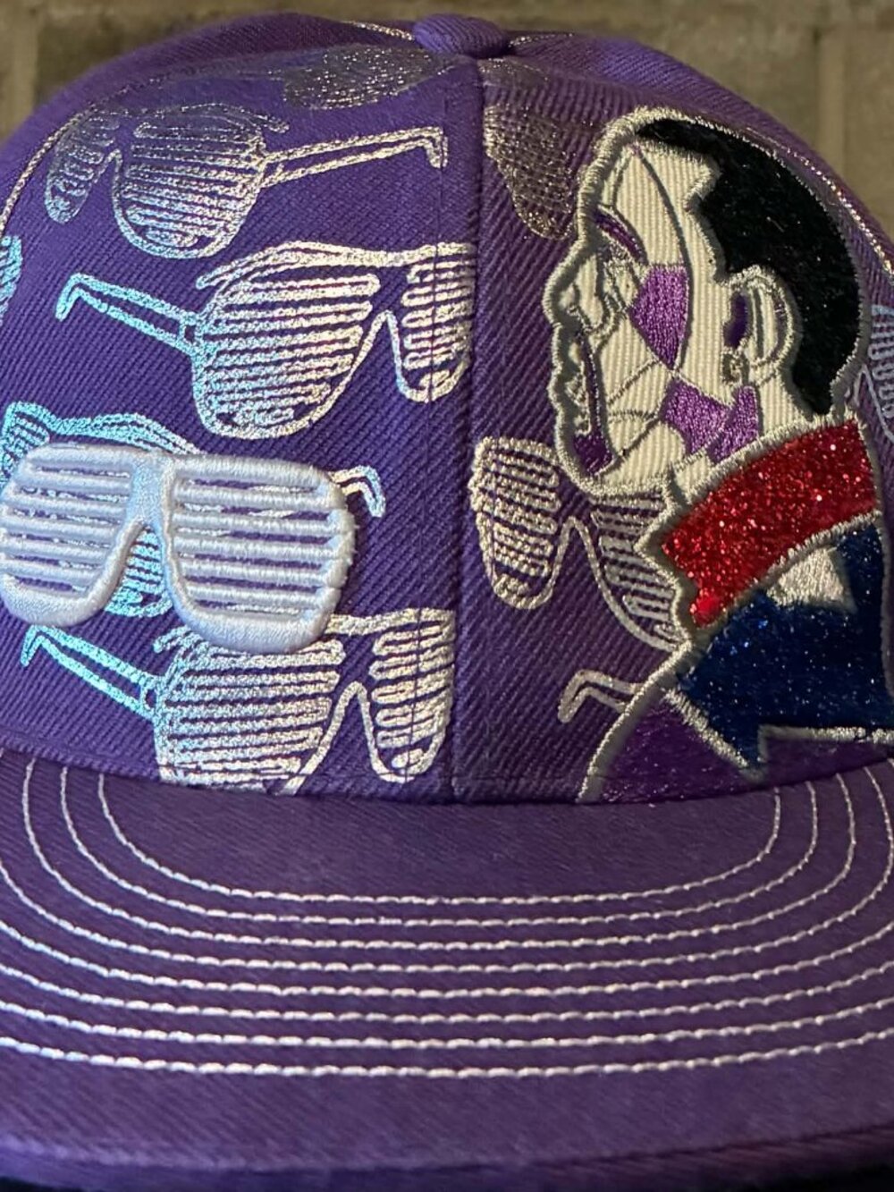 HTF Kanye West by KBETHOS Original Glitter Shutter Shades Fullback Hat Purple M